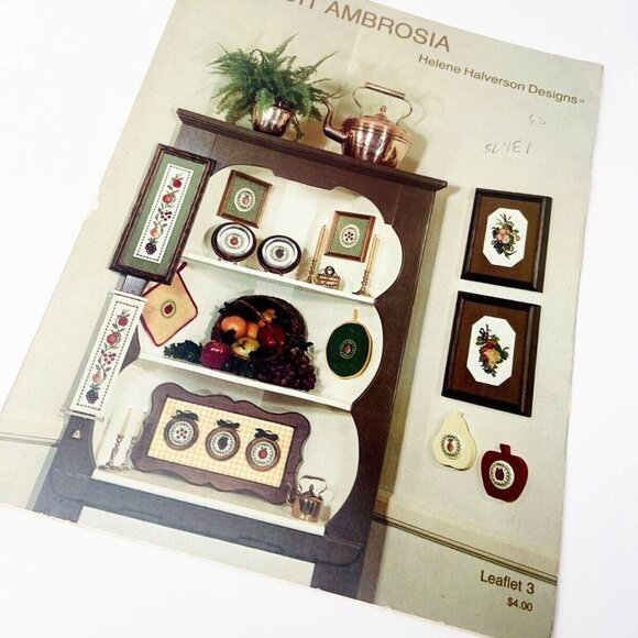 Helene Halverson Designs Fruit Ambrosia Cross Stitch Pattern Leaflet 1981 Vintag - Picture 1 of 7